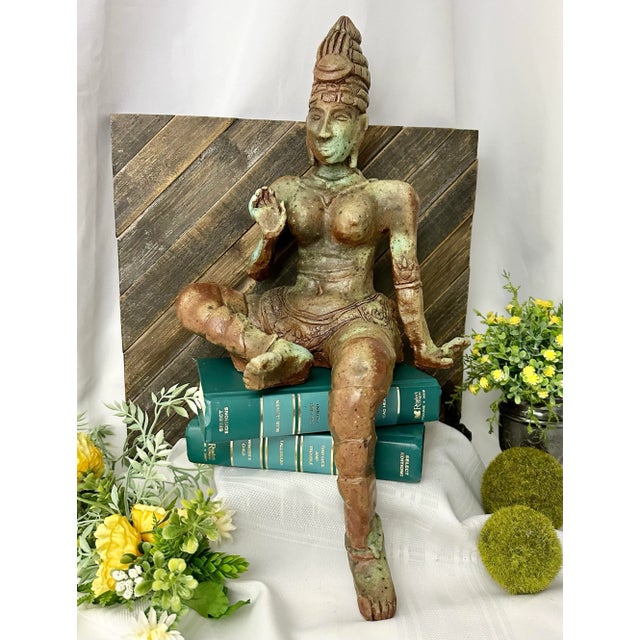 Late 20th Century Hand Crafted Hindu Parvati Clay Sitting Shelf Statue For Sale - Image 9 of 9