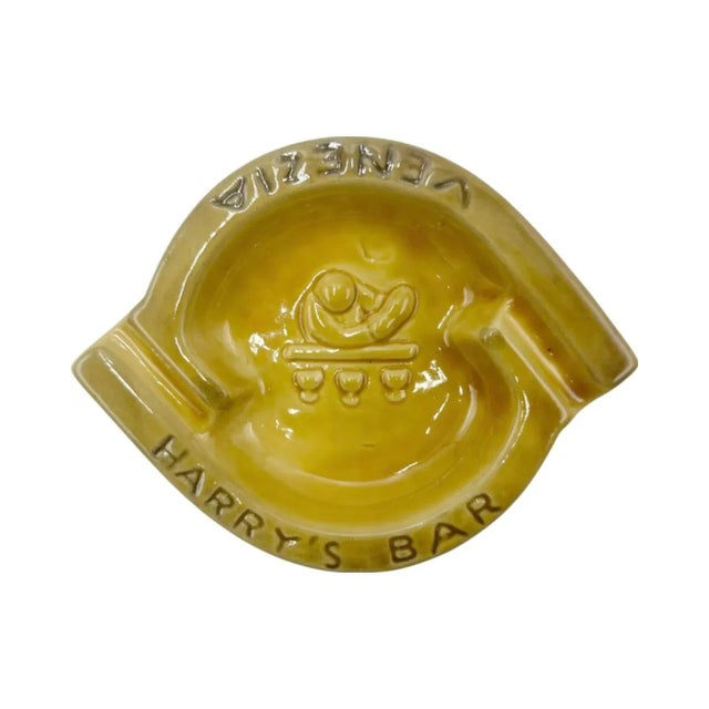 Vintage Harry's Bar Venezia Italy Ashtray Yellow Ceramic Dish For Sale In Washington DC - Image 6 of 12