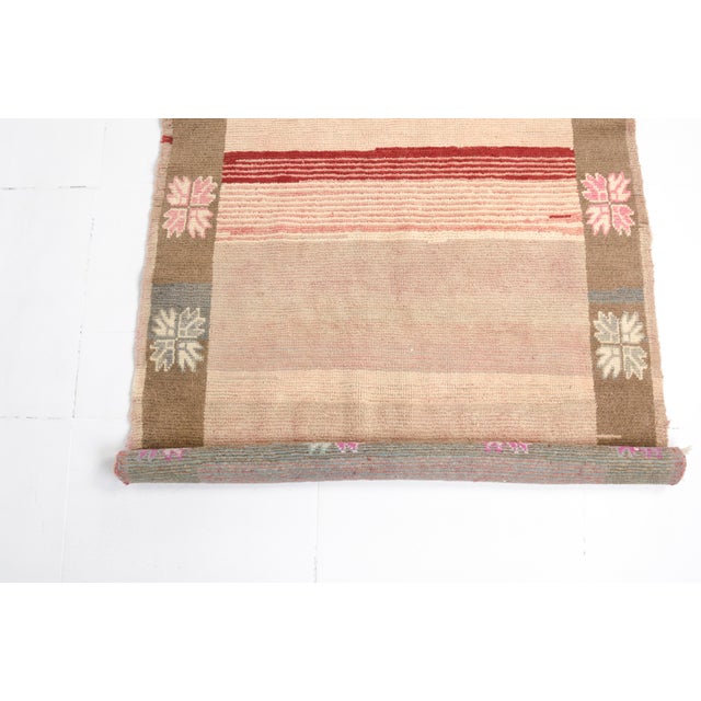 Soft Pink & Earthy Brown Vintage Rug For Sale - Image 4 of 10