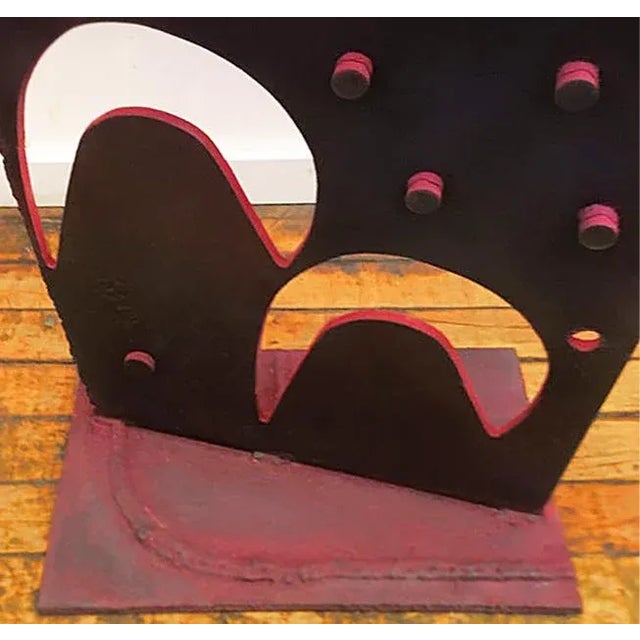 Painted Iron Sculpture With Cutout Shapes For Sale - Image 4 of 6