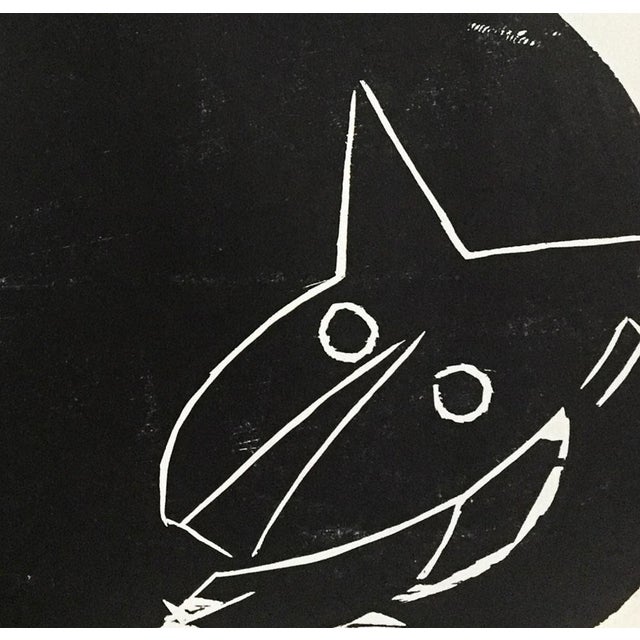 Mid-Century Modern 1964 Vintage Hap Grieshaber Cats Original Woodcut Print For Sale - Image 3 of 4