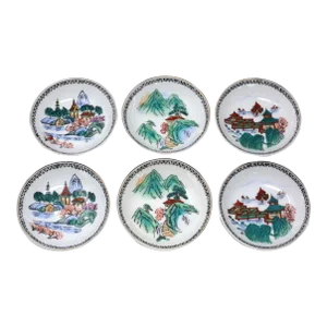 Vintage Asian Pagodas Sauce or Snack Dishes - Set of 6
