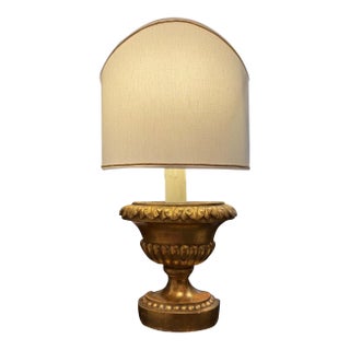 Antique Giltwood Architectural Fragment Lamp, Custom Shade, Professionally Wired For Sale