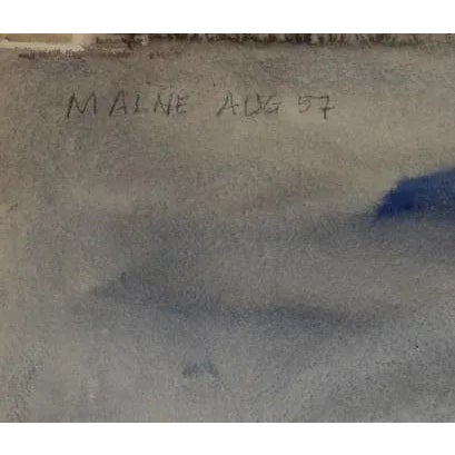 Artist: Eve Nethercott, American (1925 - 2015) Title: Maine Lighthouse (66) Year: 1957 Medium: Watercolor Size: 19 in. x...