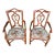 Pair of Vintage Bernhardt Rattan Chairs With New Schumacher Linen ‘Coconut Grove’ Seat Upholstery For Sale