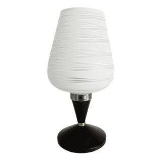 Mid-Century Danish Table Lamp in Opaline and Teak, 1960s For Sale