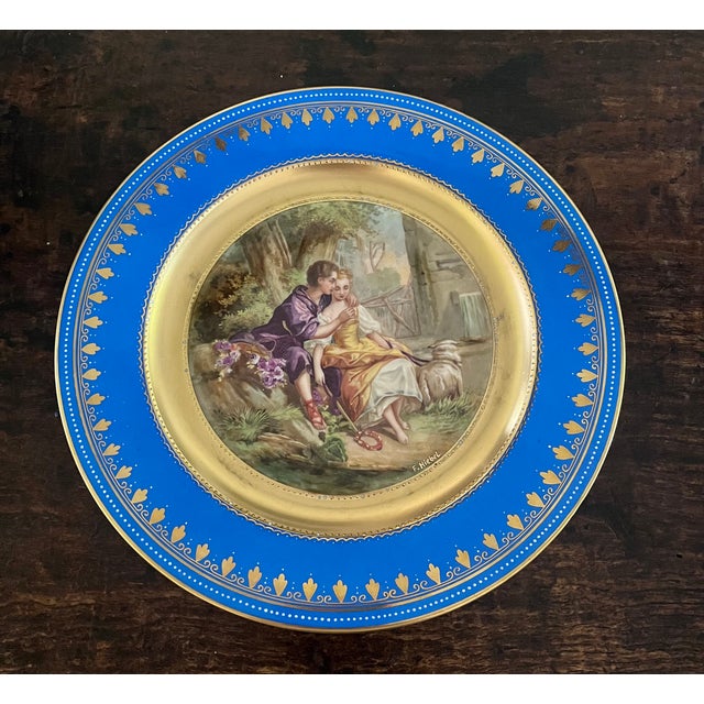 Antique 19th C. Royal Vienna Style 10.5" Cobalt & Gilt Signed Cabinet Plates - Set of 6 For Sale - Image 9 of 18