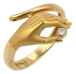 Mid 20th Century Carrera y Carrera Diamond 18k Yellow Gold Detailed Hand Ring - Size 5.5