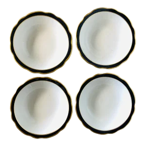 Vintage Jackson China Black & Gold Dessert Bowls- Set of 4