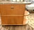 Wood Mid Century Art Deco Inspired Rolling Bar Cart With Drop Front and Glass Bar Storage on the Reverse. For Sale - Image 7 of 9