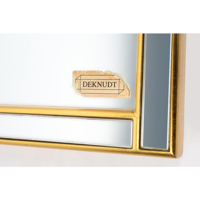 Mid-Century Modern Large Facet Cut Mirror with Gilded Frame by Deknudt, 1960s For Sale - Image 3 of 11