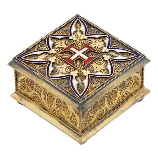 Silver Box in Gold Filigree Mesh For Sale