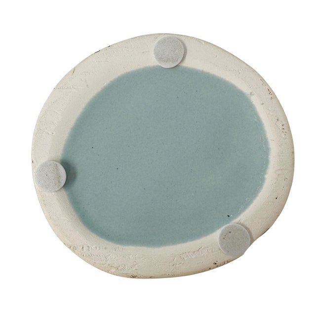 1980s Postmodern 12.25" Clasped Hands Ceramic Sculptural Column Vase in Sage Celadon For Sale - Image 9 of 9