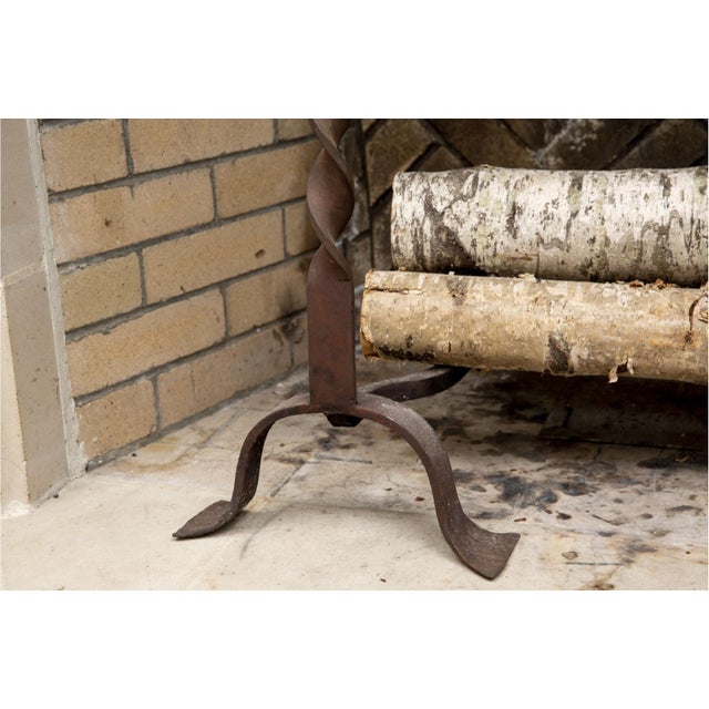 19th Century Antique Wrought Iron Andirons—A Pair For Sale - Image 5 of 5