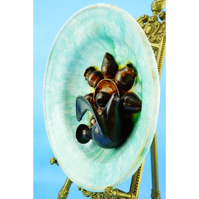 Modernist Art Ceramic Majolica Plate attributed to Jerome Massier, Vallauris, France, 1960s For Sale - Image 6 of 18
