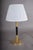 Metal Mid-Century Hollywood Regency Brass and Black Column Desk Lamp with Fluted Gilt Accents, Europe, 1950s For Sale - Image 7 of 11