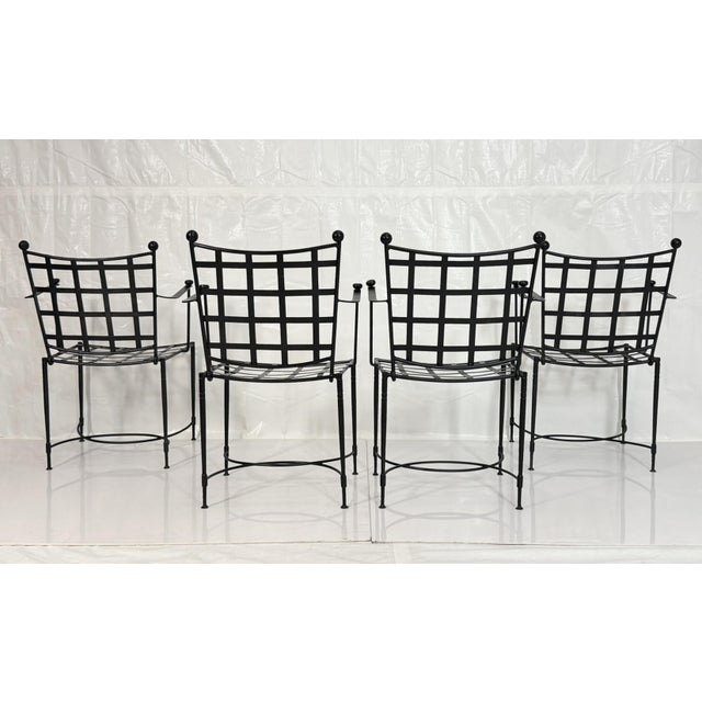 Mario Papperzini Set of Four Mario Papperzini for Janus Et Cie Wrought Iron Dining Armchairs, Attributed For Sale - Image 4 of 18