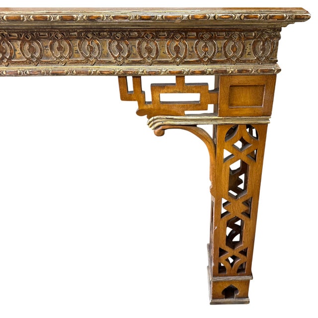 Dennis & Leen Dennis & Leen Chinese Chippendale Mahogany & Giltwood Dining Table For Sale - Image 4 of 6