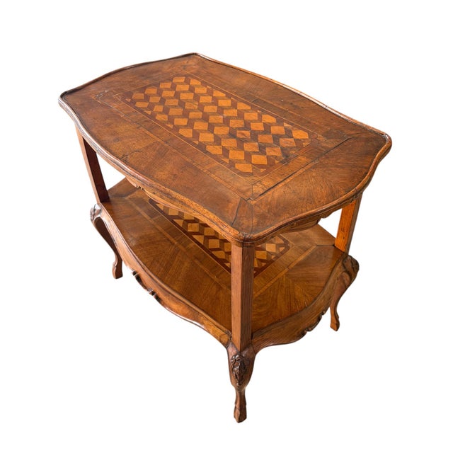French 18th Century Louis XV Tiered Marquetry Table For Sale - Image 3 of 8