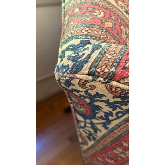 Textile Charming Vintage Wingback Chair With Paisley Print For Sale - Image 7 of 11