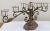 Bronze Vintage 8-Piece Centerpiece Metal Candelabra Candle Holder With Glass For Sale - Image 8 of 12