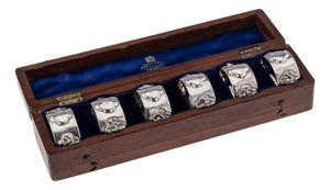 Antique Indian Silver Cased Napkin Rings, 1890s, Set of 6
