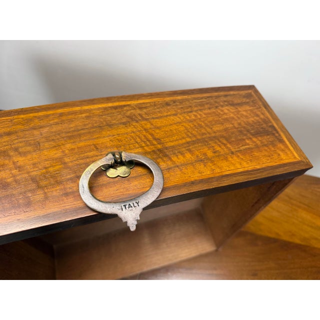 Wood Mid 20th Century Baker Furniture Walnut /Satinwood Bow Front Long Dresser Chest of Drawers For Sale - Image 7 of 12