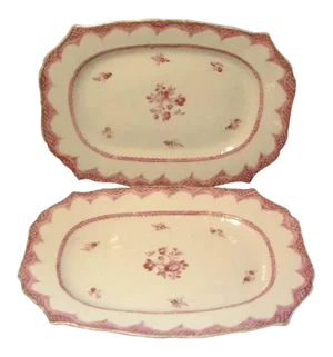 18th Century Chinese Export Porcelain Famille Rose Platters - A Pair