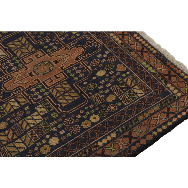 1950s Vintage Baluch Tribal Rug in Brown & Blue Patterns by Rug & Kilim For Sale In New York - Image 6 of 8