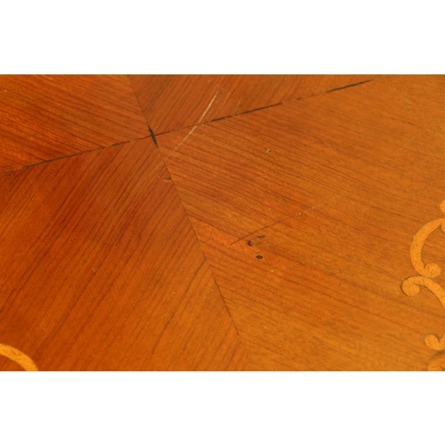 Pair of Louis XV Style Marquetry Side Tables/End Tables | French Rococo Revival Carved Wood For Sale - Image 14 of 18