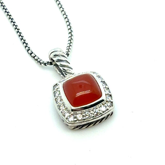 1990s David Yurman Chalcidony Diamond Necklace Size Silver Estate For Sale In New York - Image 6 of 9