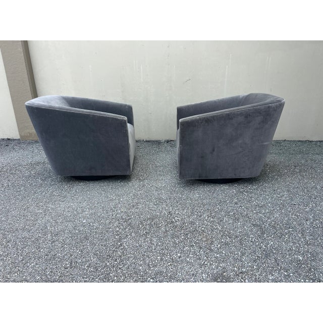 Gray 2 Restoration Hardware Swivel Chairs For Sale - Image 8 of 10