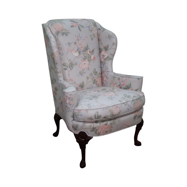 Sherrill Mahogany Frame Queen Anne Wing Chair Chairish