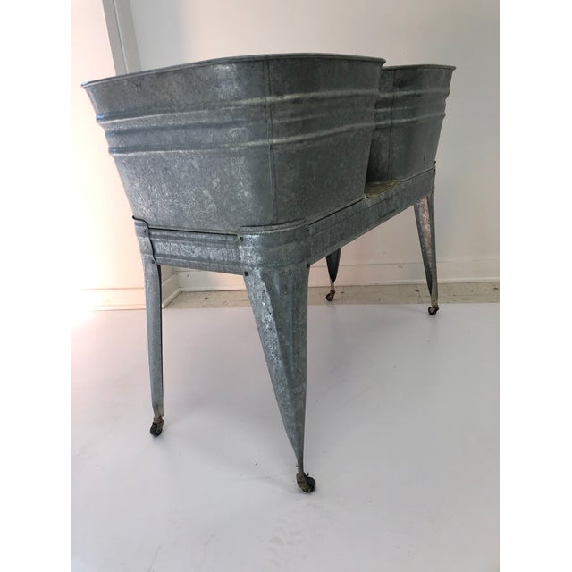 Vintage Country Double Galvanized Wash Tub With Stand Chairish