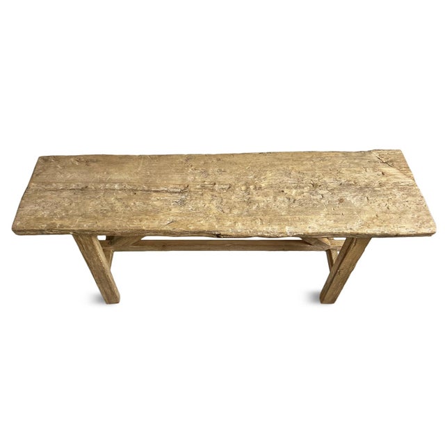 Farmhouse Vintage Weathered Elm X Entry Console Table For Sale - Image 3 of 5