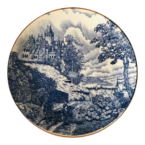 Vintage Sm Porcelain Blue & White Large Platter/Charger