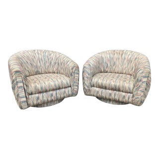 1980s Modern Milo Baughman Swivel Club Chairs - a Pair For Sale