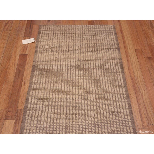 Nazmiyal Collection Minimalist Neutral Light Cream Contemporary Runner Rug For Sale In New York - Image 6 of 6