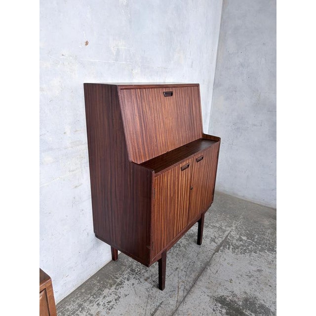 Mid-Century Modern Walnut and Teak Secretaire For Sale - Image 6 of 11