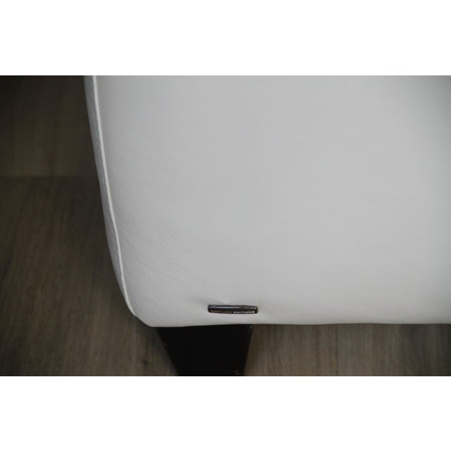 Early 21st Century Natuzzi Editions Alabaster Color Italian Leather Three Cushion Sofa For Sale - Image 5 of 11