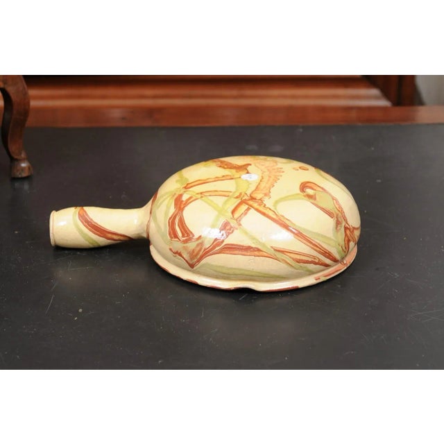 French 19th Century Glazed Pottery Serving Dish with Terracotta and Gold Glaze For Sale - Image 10 of 12