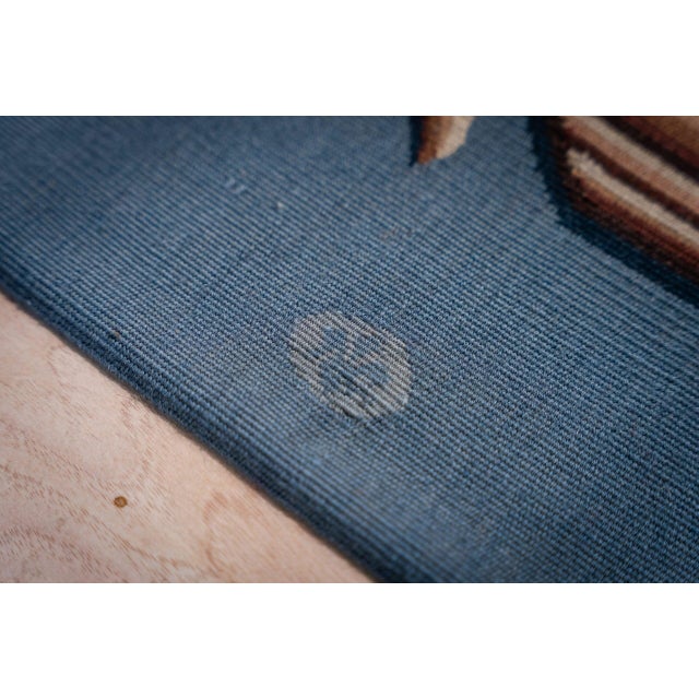 9x12 Vintage Aubusson Flat Weave Wool Rug, Blue Fleur-De-Lis For Sale - Image 12 of 15