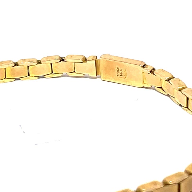 Gold 14k Yellow Gold Men's Solid Link Chain Bracelet For Sale - Image 8 of 9