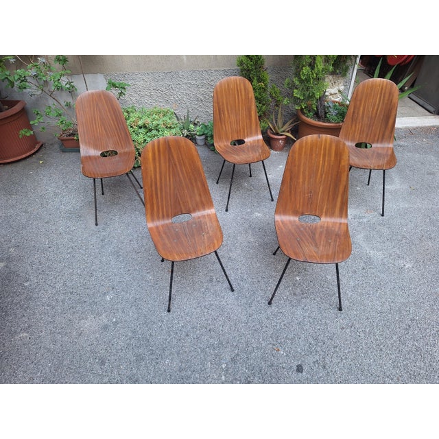 Medea Chairs with Straight Backrests by Vittorio Nobili for Medea, 1950s, Set of 5 For Sale - Image 9 of 11
