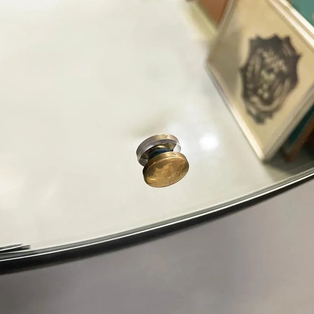 Italian Round Wall Mirrors in Black Wood, 1950s, Set of 2 For Sale - Image 10 of 12