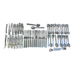 1960s Stanley Roberts Zebra 76 PCS 12 Place Settings Stainless Steel Korea Postmoden