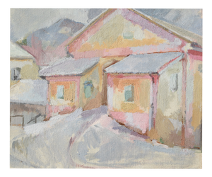 Charlotte Hilmer, Charlotte Hilmer, Gemälde "Häuser im Schnee" (um 1945), Framed