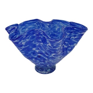 Vintage Murano Style Hand Blown Handkerchief Glass Vase For Sale