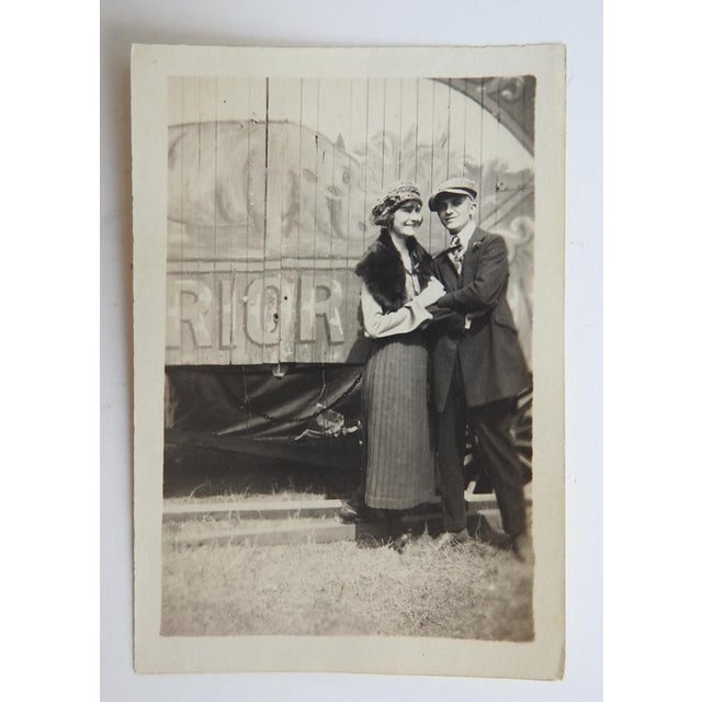 Portraiture Early 20th Century Snapshot Photograph Couple at Carnival For Sale - Image 3 of 3