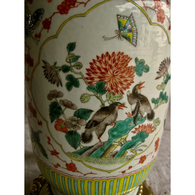Chinese 19th Century Large Chinese Vase Bronze Mounted Lamp For Sale - Image 3 of 13